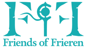 Friends of Frieren logo, with to letters "F" and the rounded Frieren staff in the middle