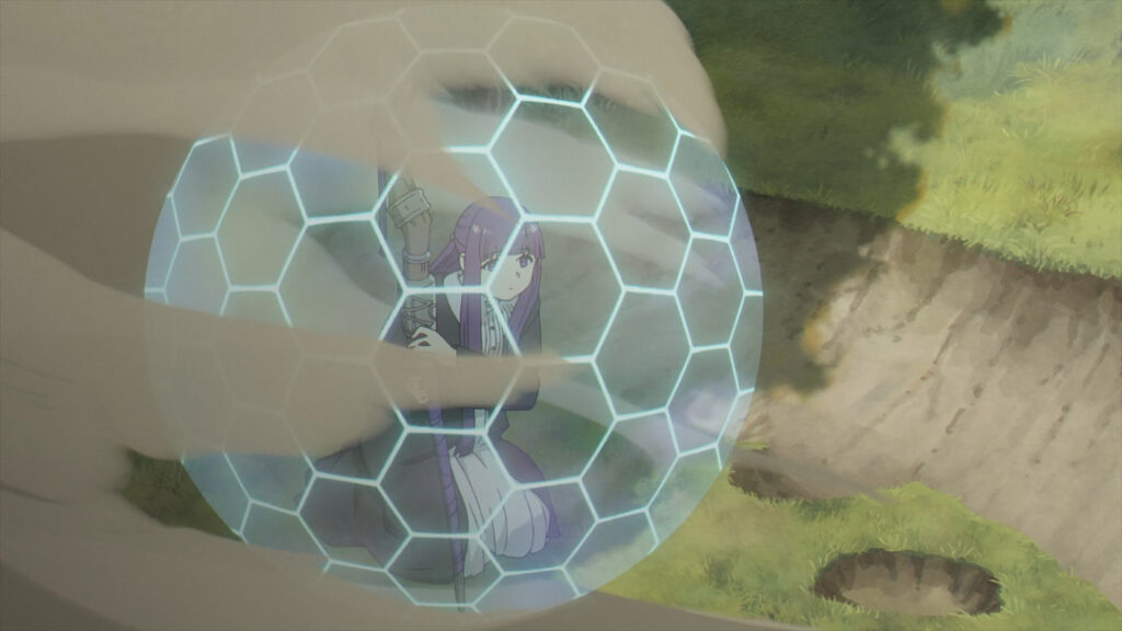 Fer surrounded by a 360 degree defensive spell, like a sphere